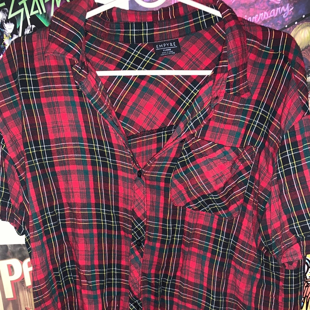 Plaid shirt sleeve button down